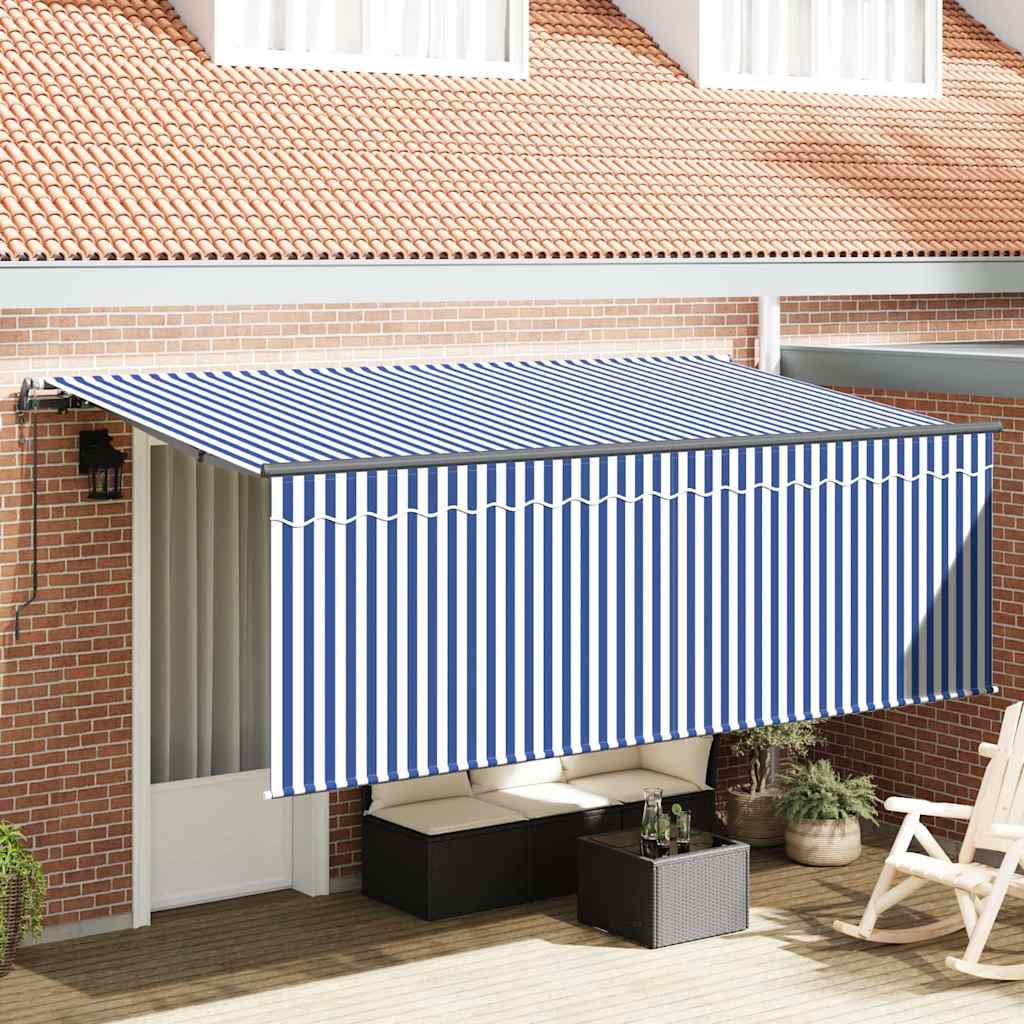 Ombrellone pieghevole Vidaxx blu e bianco 350 x 200 cm