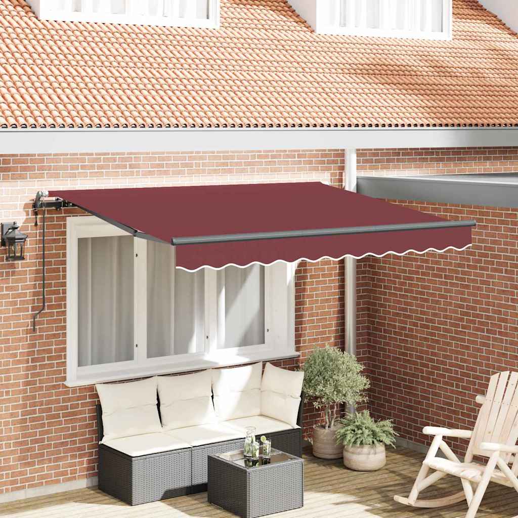 Vidaxl inklapbaar zonnescherm bordeauxrood 350 x 200 x 165 cm stof