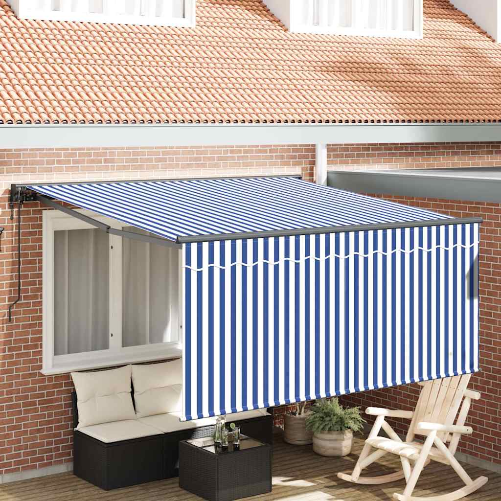 Ombrellone pieghevole Vidaxx blu e bianco 300 x 250 cm