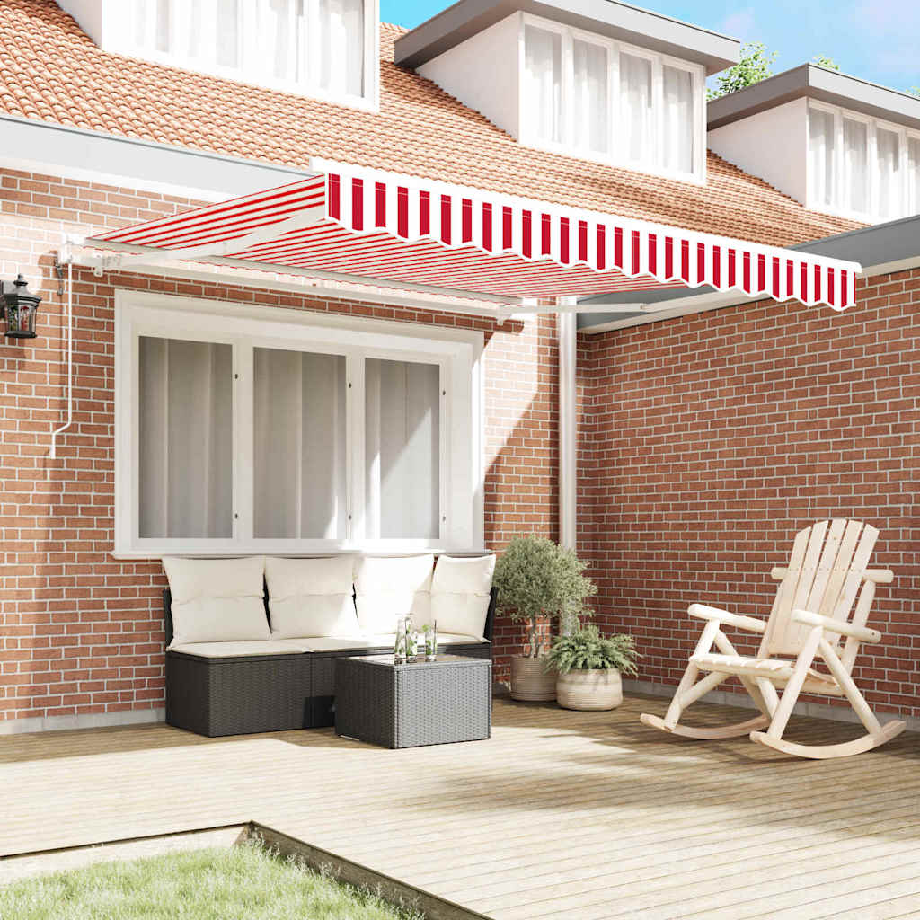 Vidaxl inklapbaar zonnescherm rood en wit 300 x 250 cm stof