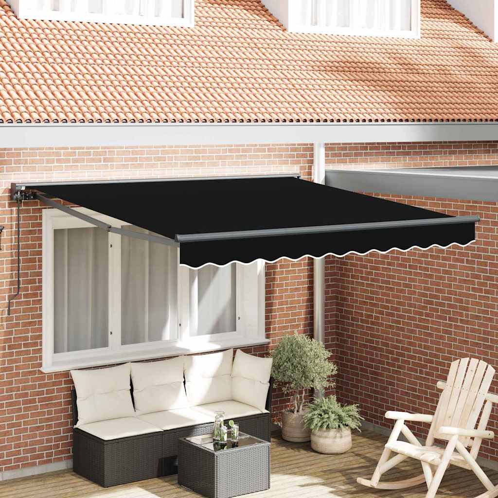 Vidaxl inklapbaar zonnescherm zwart 300 x 250 cm polyester en metaal