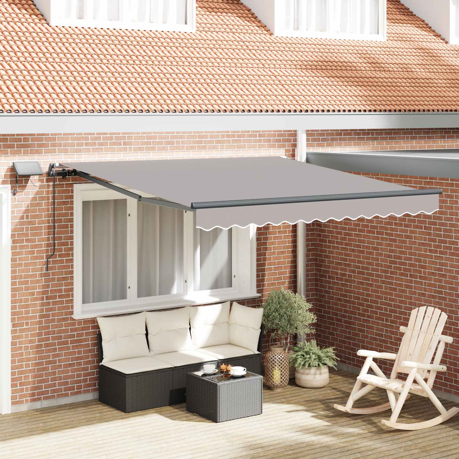 Ombrellone pieghevole Vidaxx tessuto grigio chiaro 300 x 250 cm