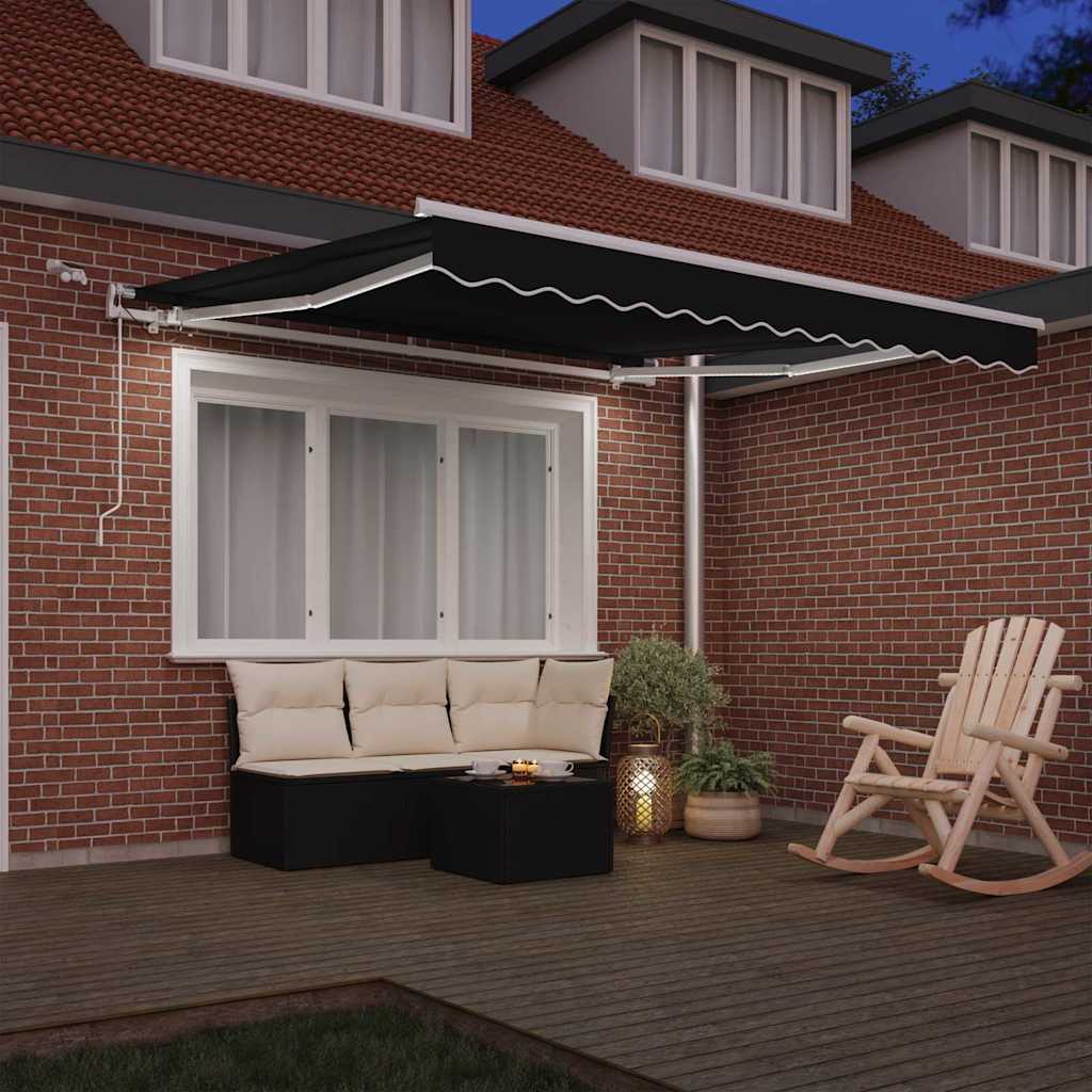 Vidaxl inklapbaar zonnescherm zwart 350 x 250 cm polyester en metaal
