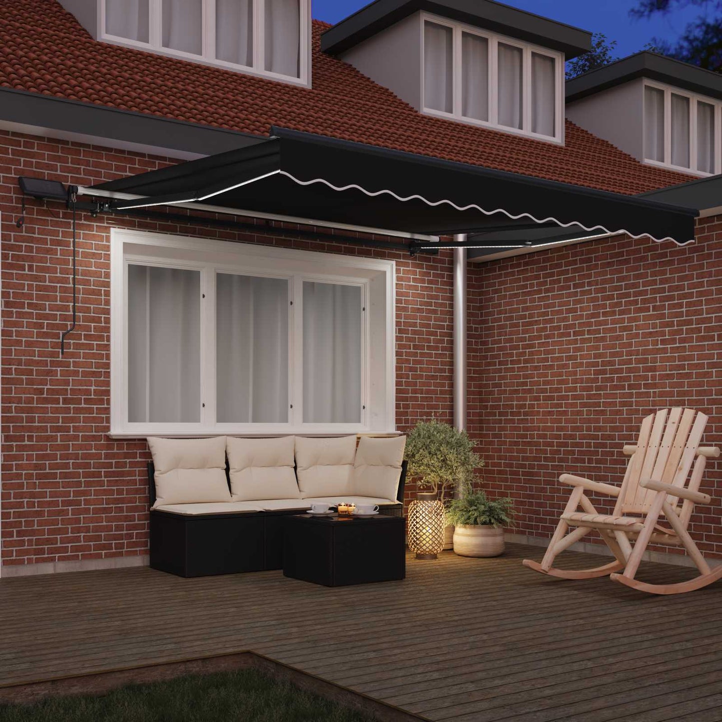 Ombrellone pieghevole Vidaxx in tessuto nero 350 x 250 cm