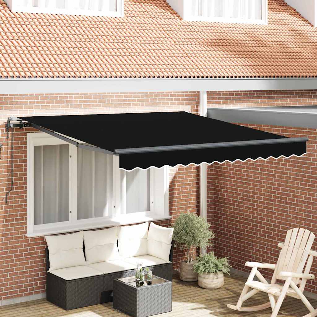 Ombrellone pieghevole Vidaxx nero 350 x 250 cm tessuto e alluminio