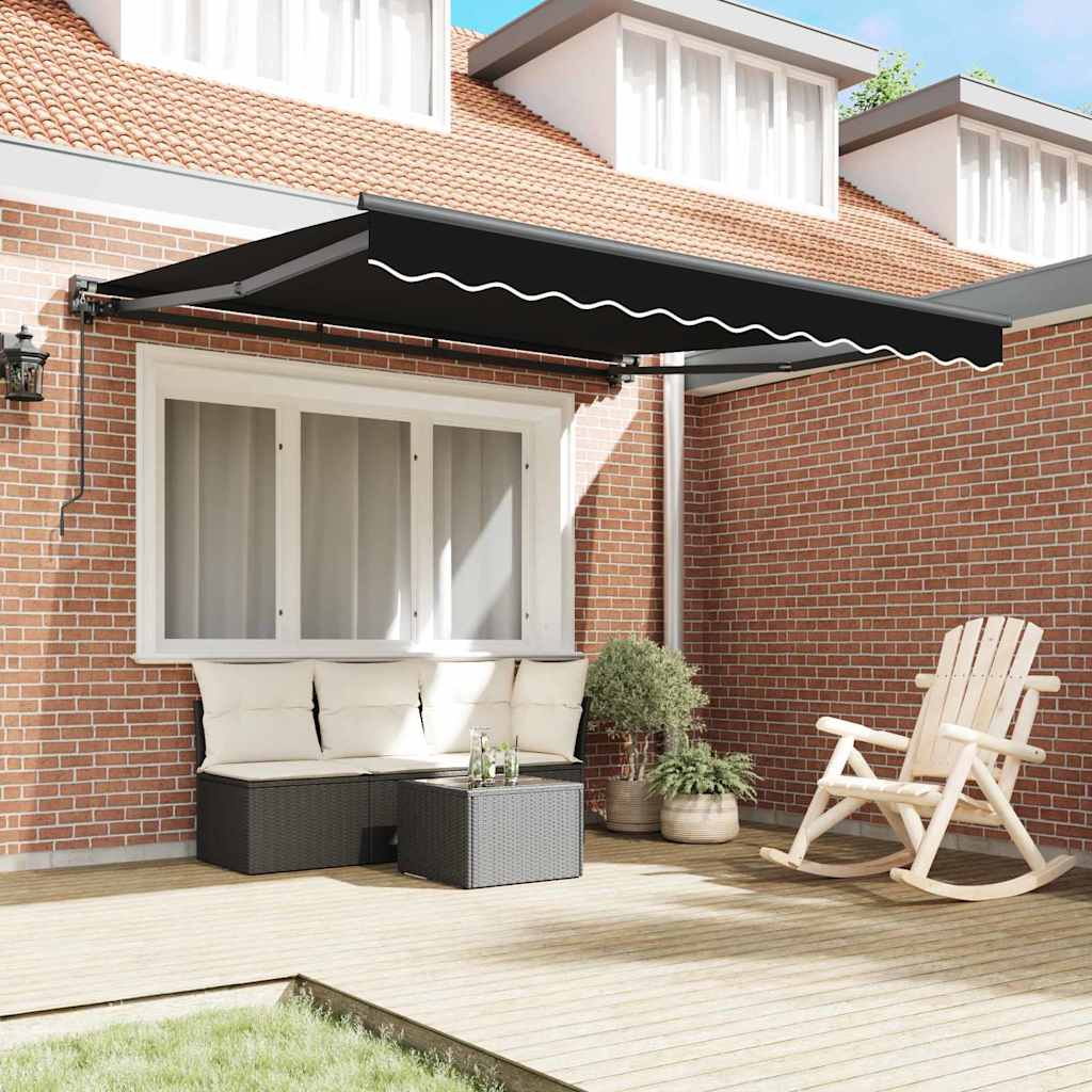 Vidaxl inklapbaar zonnescherm zwart 350 x 250 cm polyester en metaal