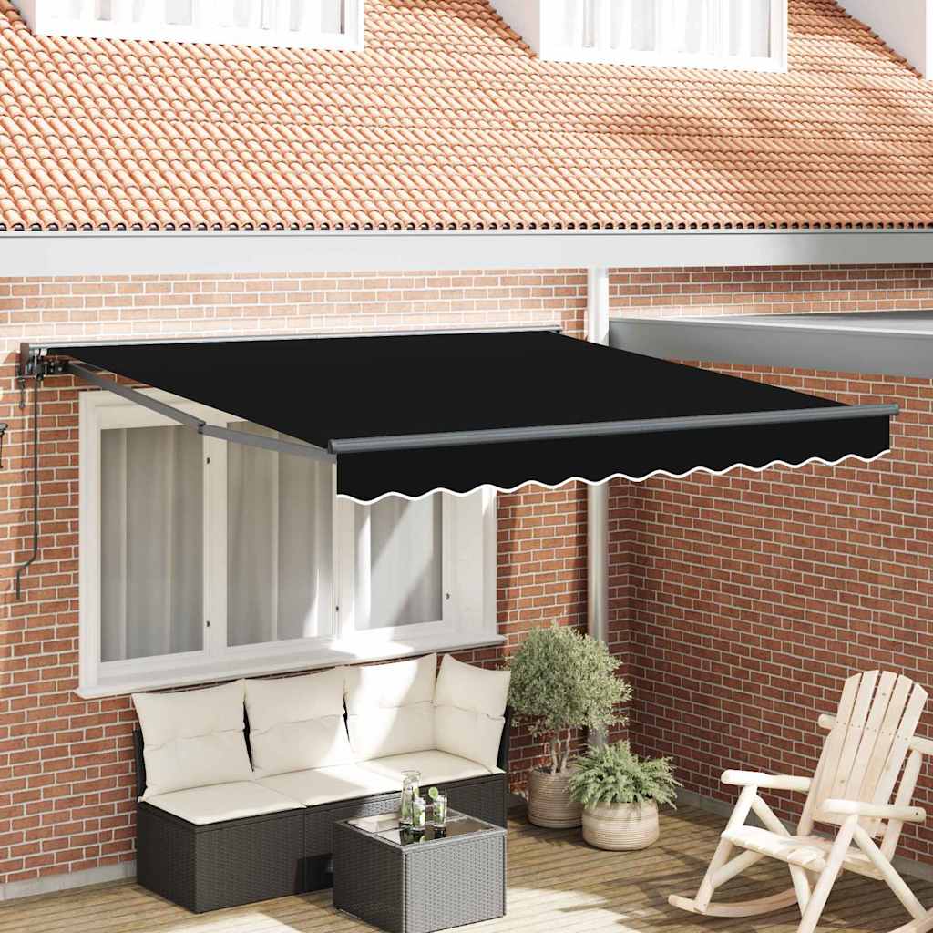 Vidaxl inklapbaar zonnescherm zwart 350 x 250 cm polyester en metaal