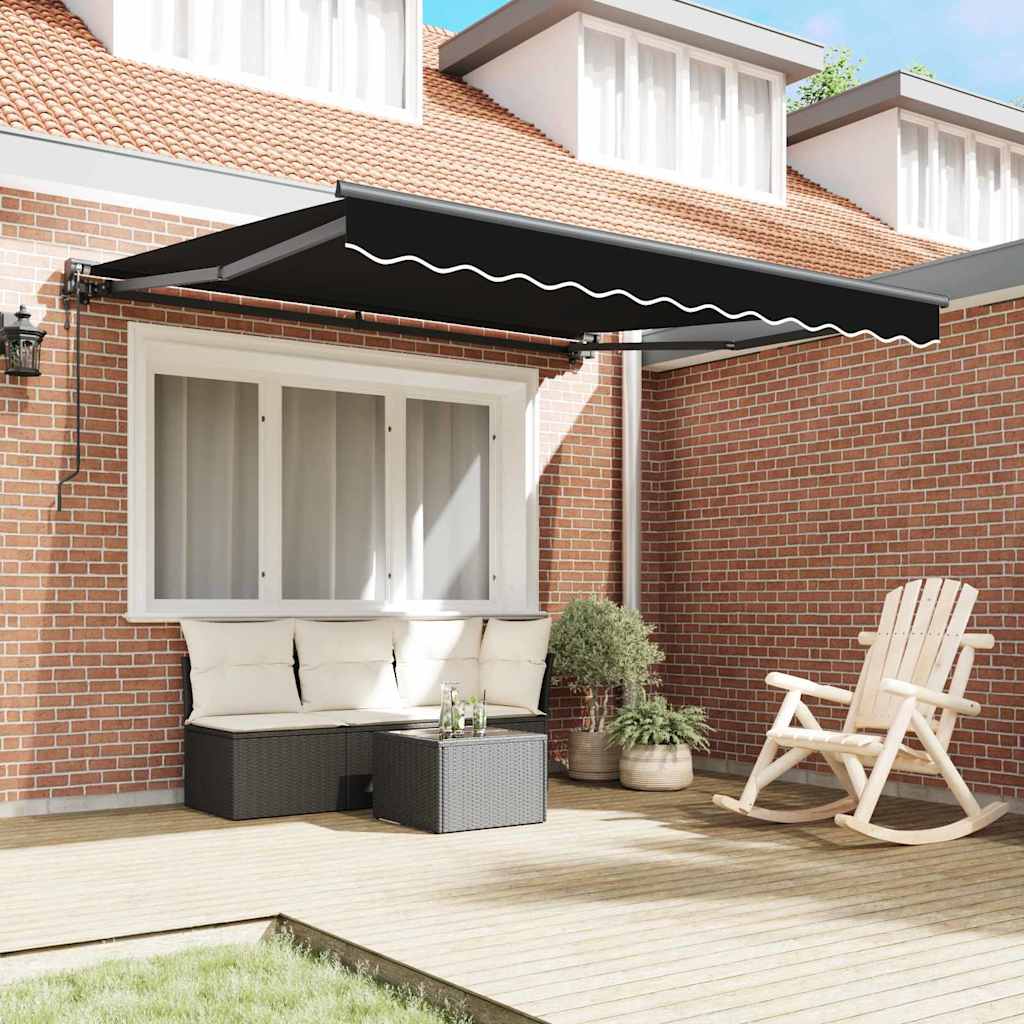 Vidaxl inklapbaar zonnescherm zwart 350 x 250 cm polyester en metaal