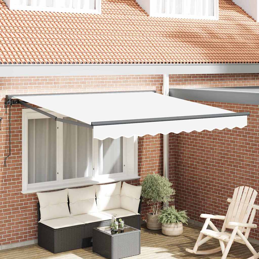 Vidaxl inklapbaar zonnescherm wit 350 x 250 cm polyester en metaal