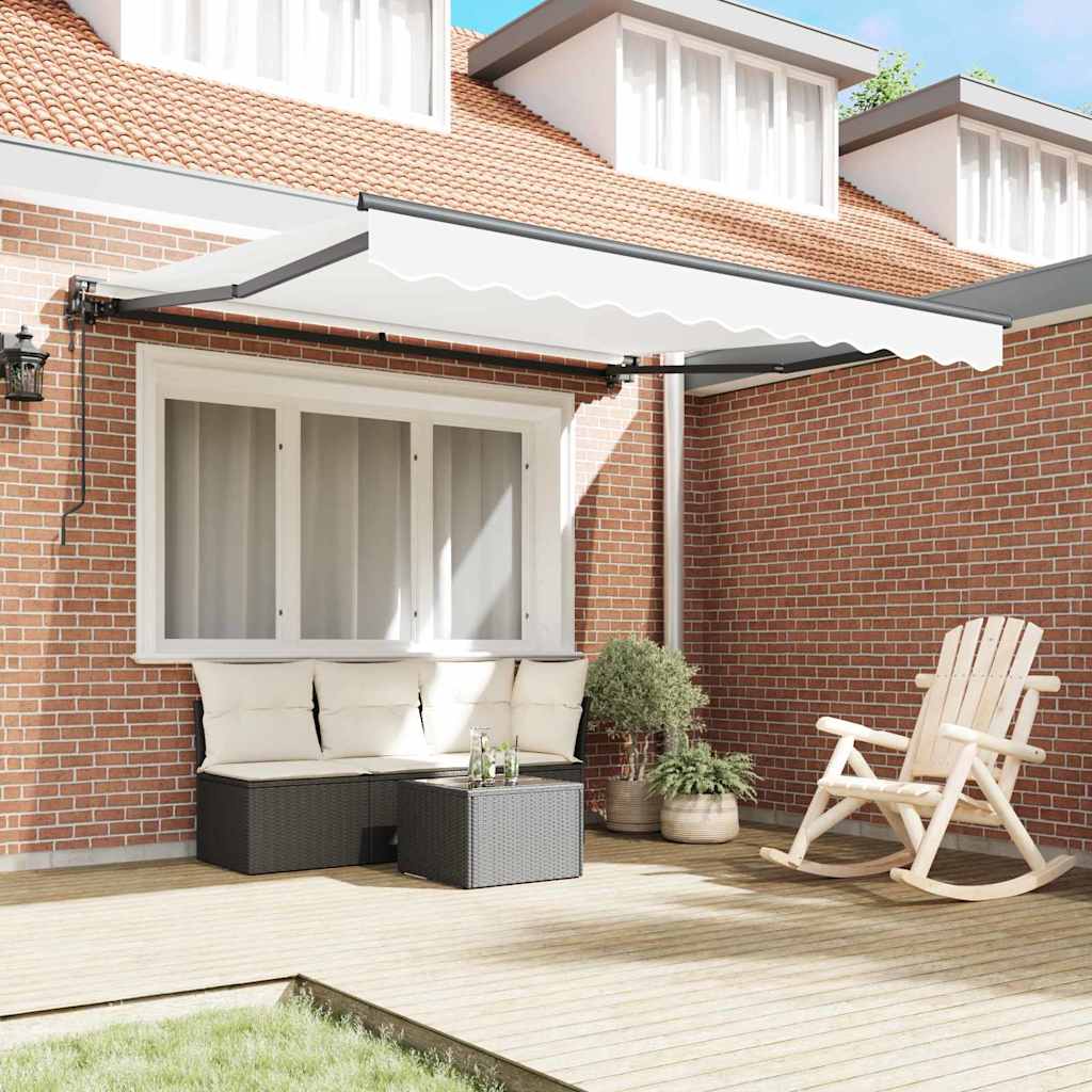 Vidaxl inklapbaar zonnescherm wit 350 x 250 cm polyester en metaal