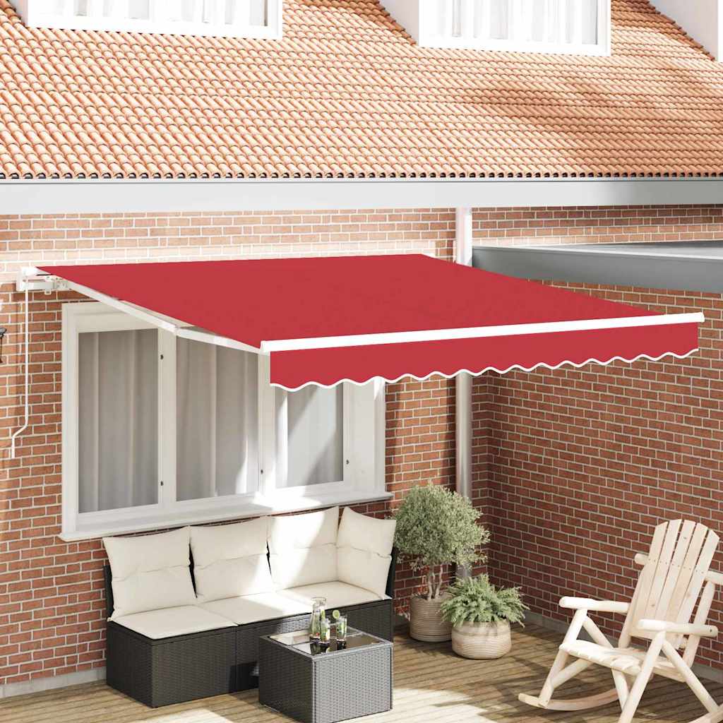 Vidaxl inklapbaar zonnescherm rood 350 x 250 cm polyester en aluminium