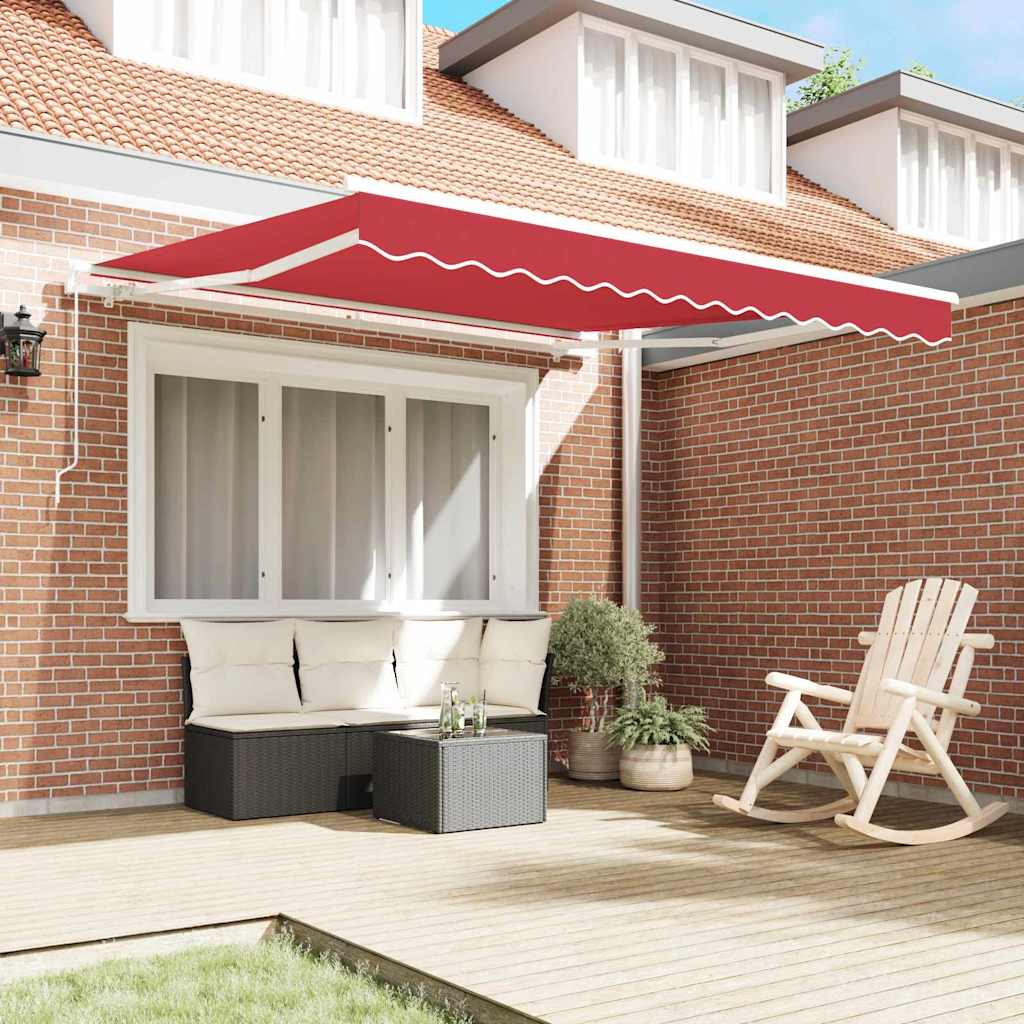 Vidaxl inklapbaar zonnescherm rood 350 x 250 cm polyester en aluminium