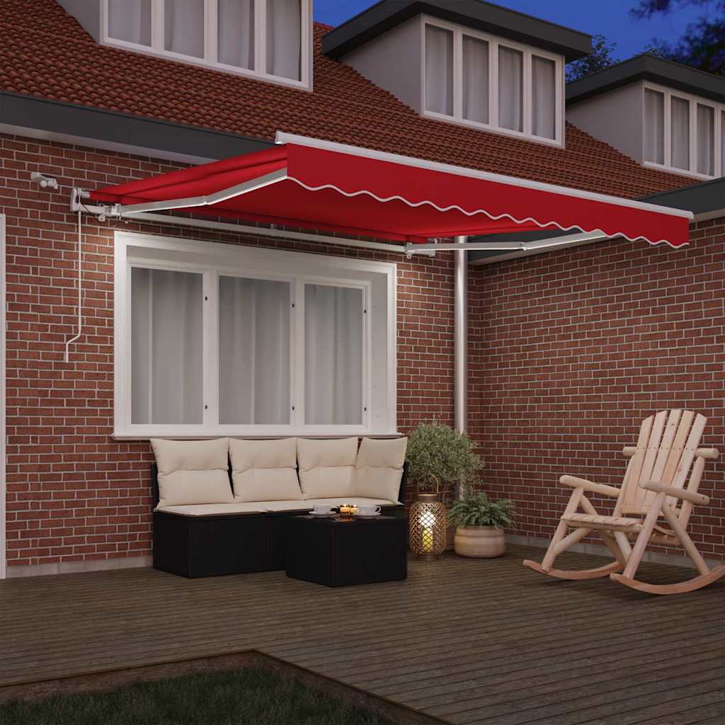Vidaxl inklapbaar zonnescherm rood 350 x 250 cm polyester en metaal