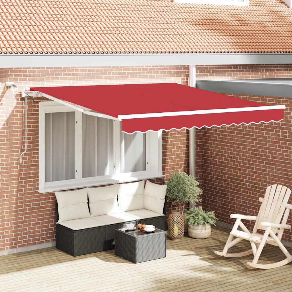 Vidaxl inklapbaar zonnescherm rood 350 x 250 cm polyester en metaal