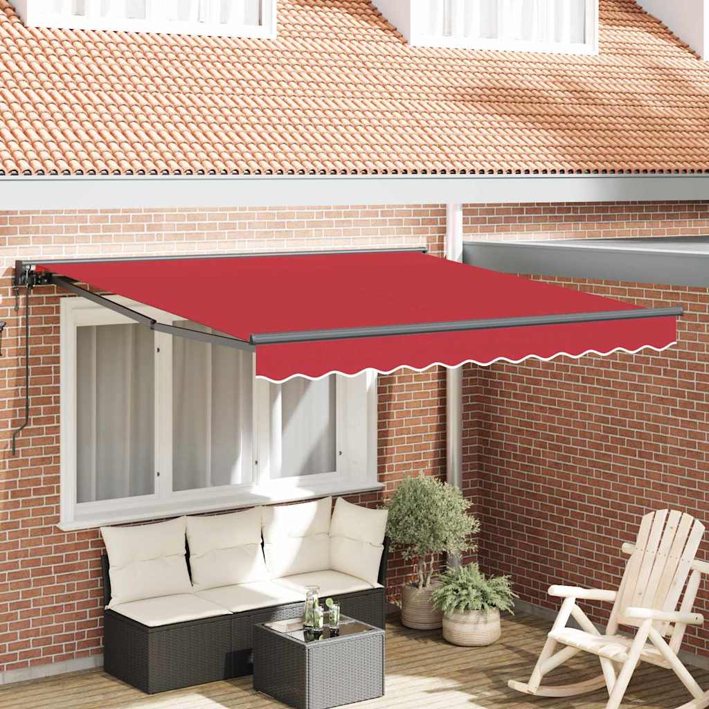 Vidaxl inklapbaar zonnescherm rood 350 x 250 cm polyester en metaal