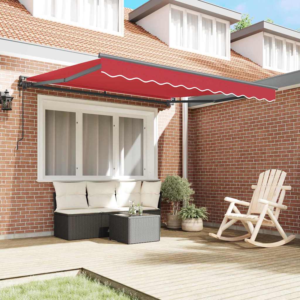 Vidaxl inklapbaar zonnescherm rood 350 x 250 cm polyester en metaal