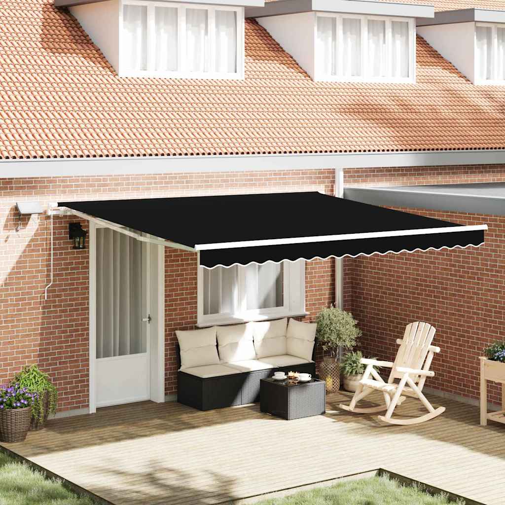 Tenda da sole pieghevole Vidaxx nera 400 × 300 cm tessuto e acciaio