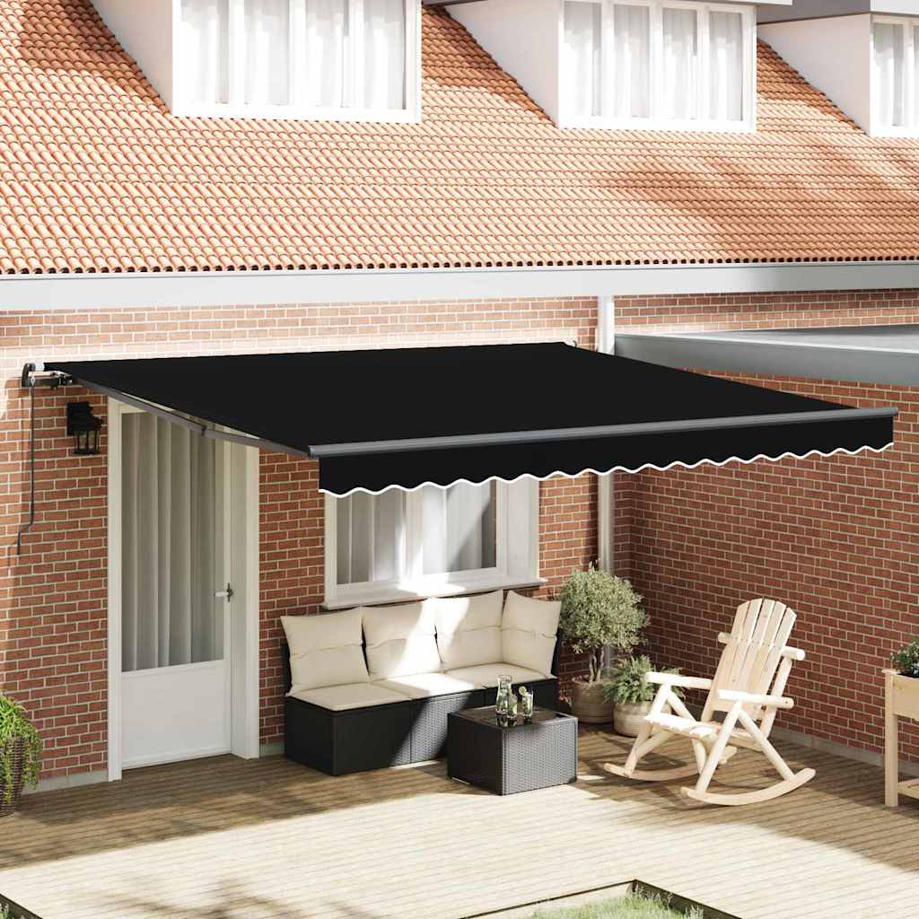 Vidaxl inklapbaar zonnescherm zwart 400 × 300 cm polyester en staal