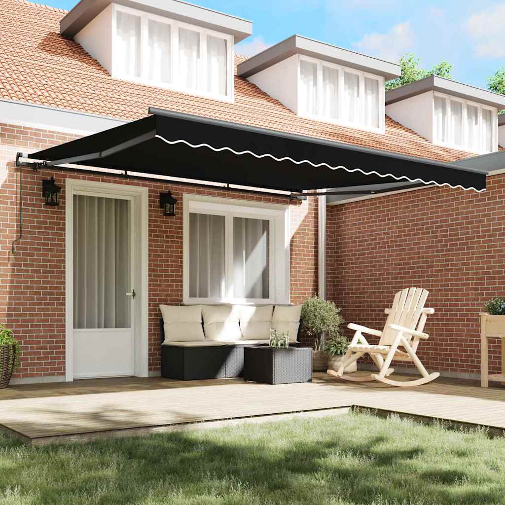 Vidaxl inklapbaar zonnescherm zwart 400 × 300 cm polyester en staal