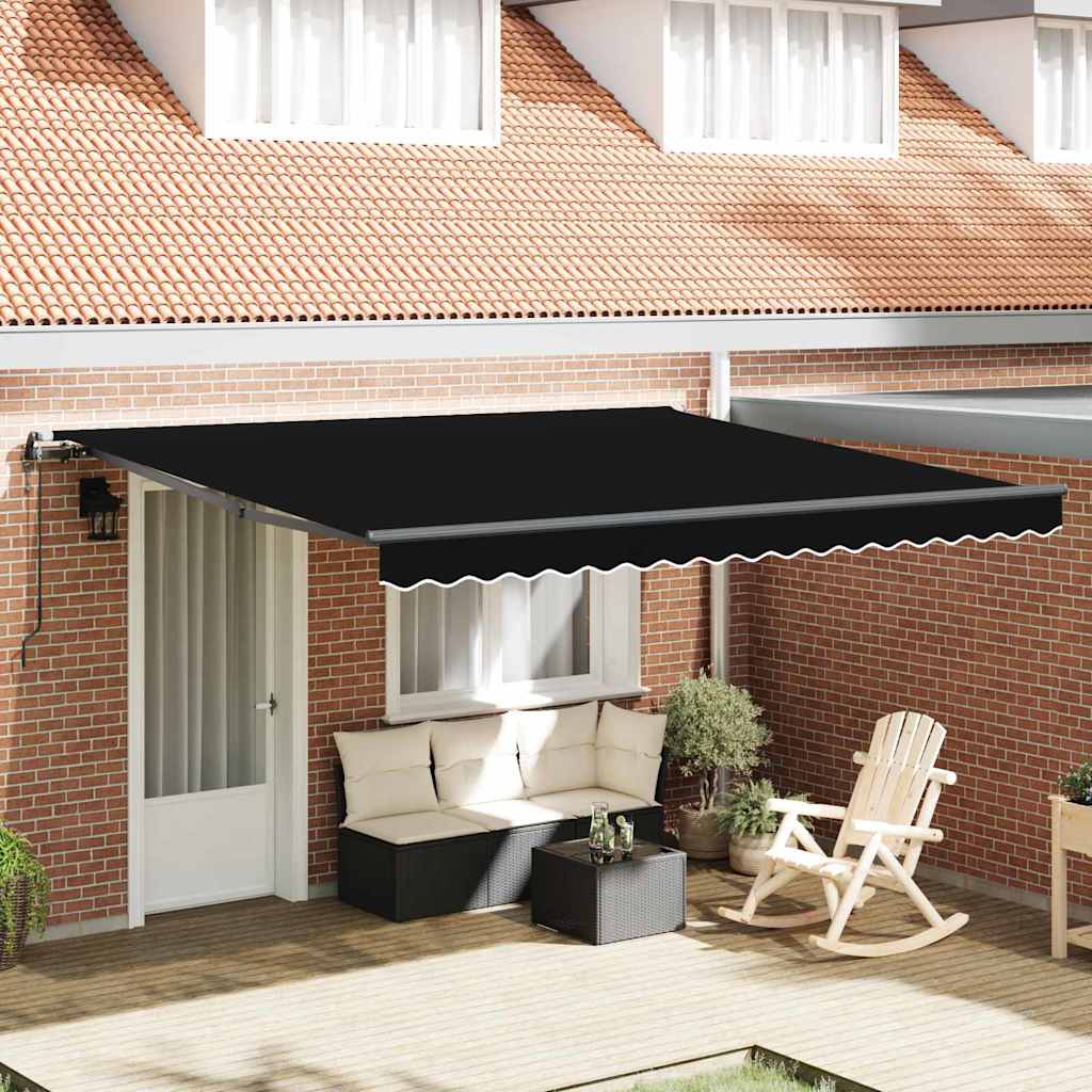Tenda da sole pieghevole Vidaxx nera 400 × 300 cm tessuto e alluminio