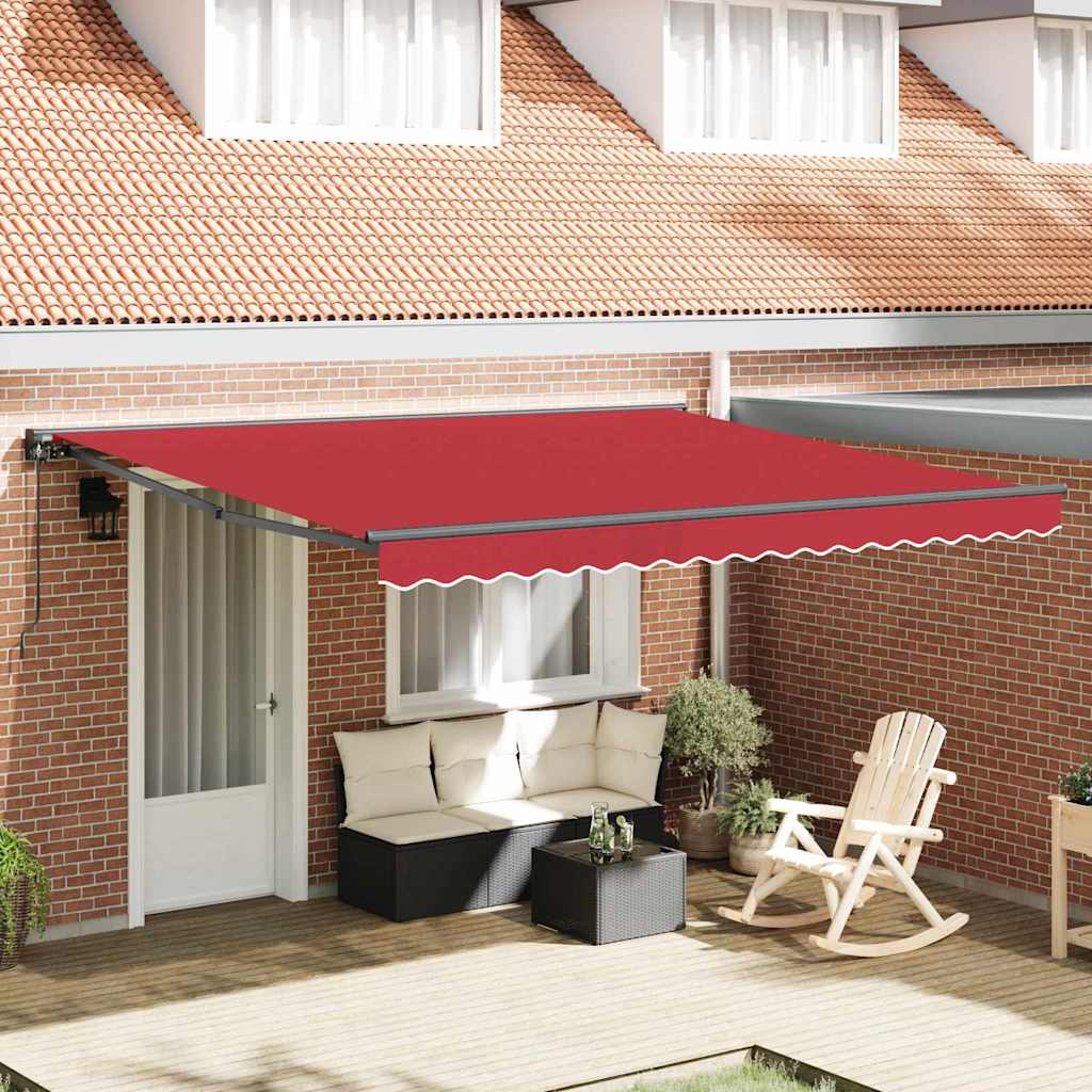 Vidaxl inklapbaar zonnescherm rood 400 × 300 cm polyester en metaal