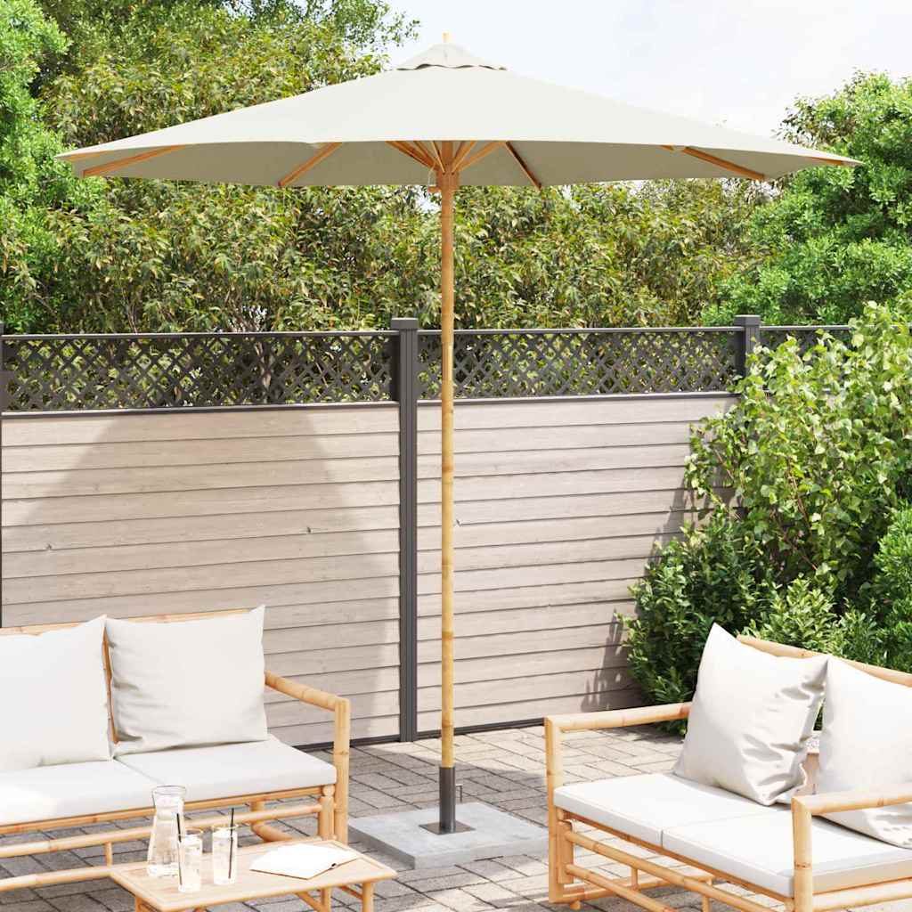 Vidaxl tuinparasol crème wit ø 270 x 260 cm bamboe