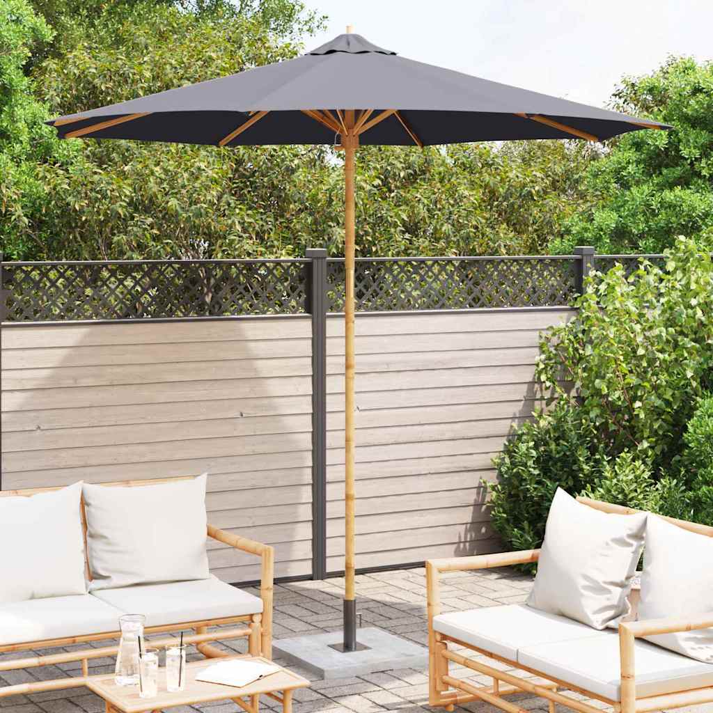 Vidaxl tuinparasol donkergrijs ø 270 x 260 cm bamboe