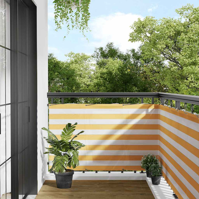 VidaXL paravento per balcone a strisce gialle e bianche 90x800 cm
