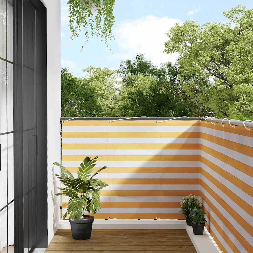 Vidaxl balkonscherm geel en wit gestreept 120x700 cm
