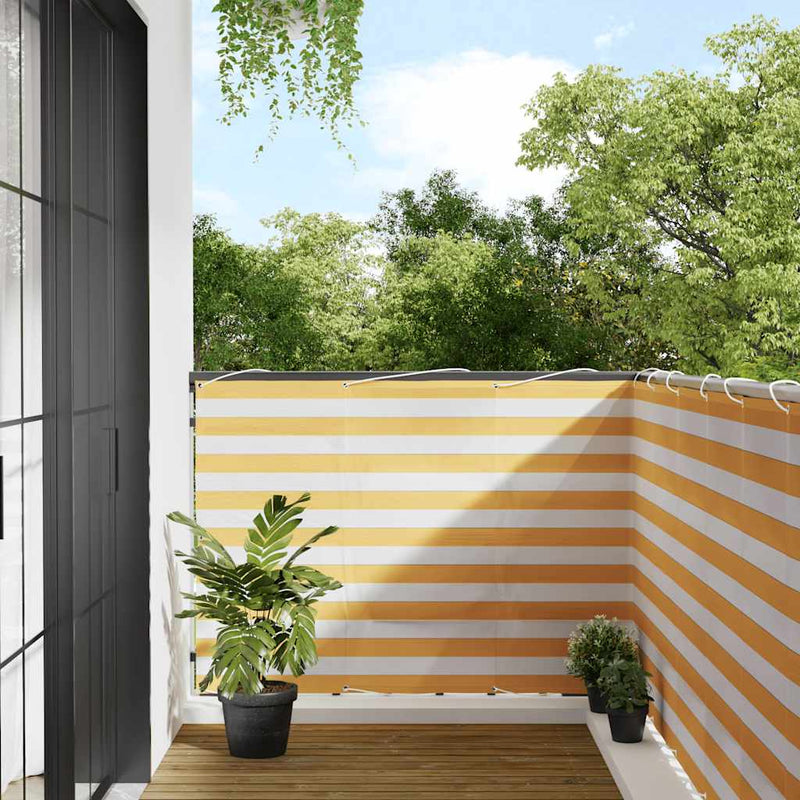 Paravento per balcone Vidaxx a strisce gialle e bianche 120x1000 cm