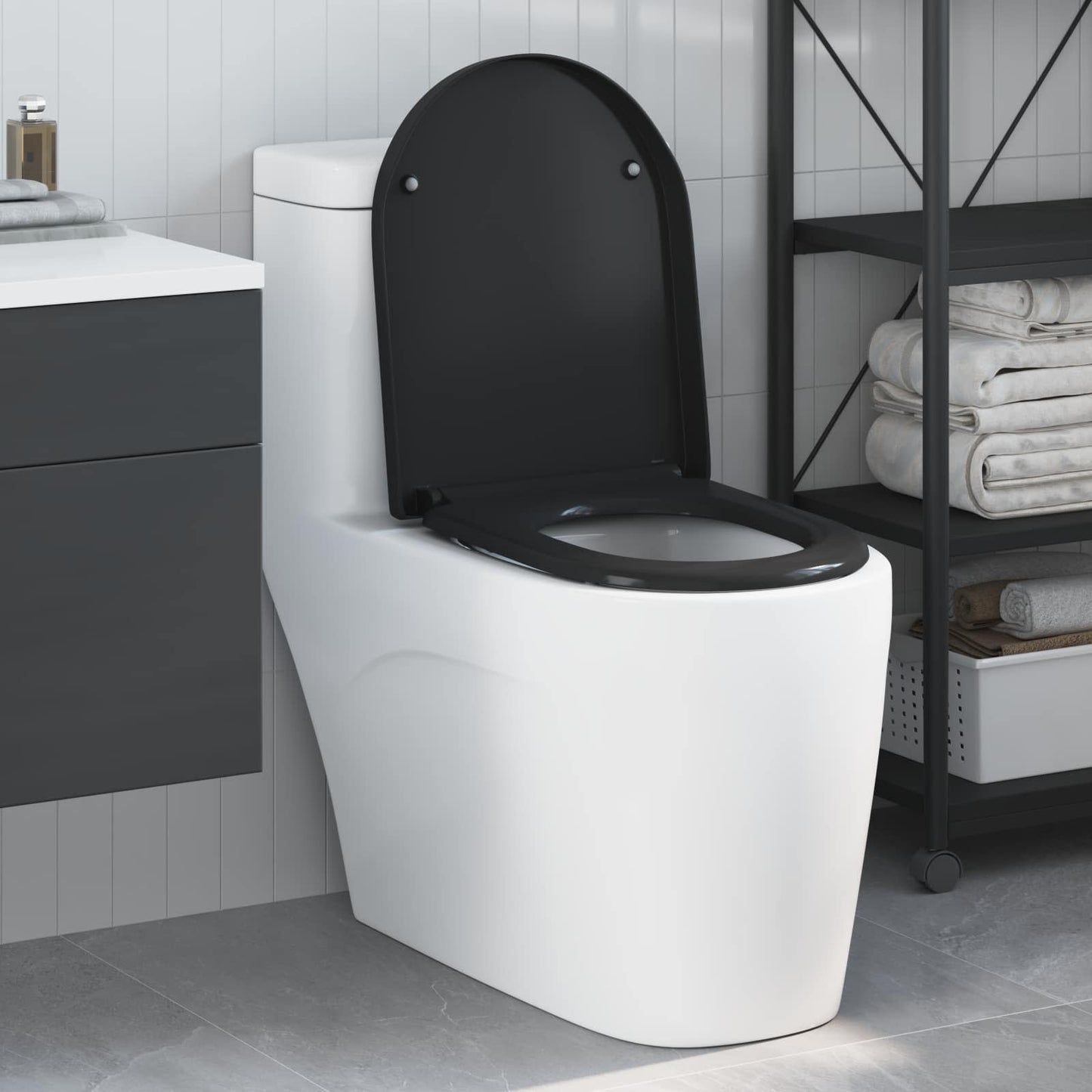 Sedile WC Vidaxl nero 49 x 36 x 4 cm duroplastica