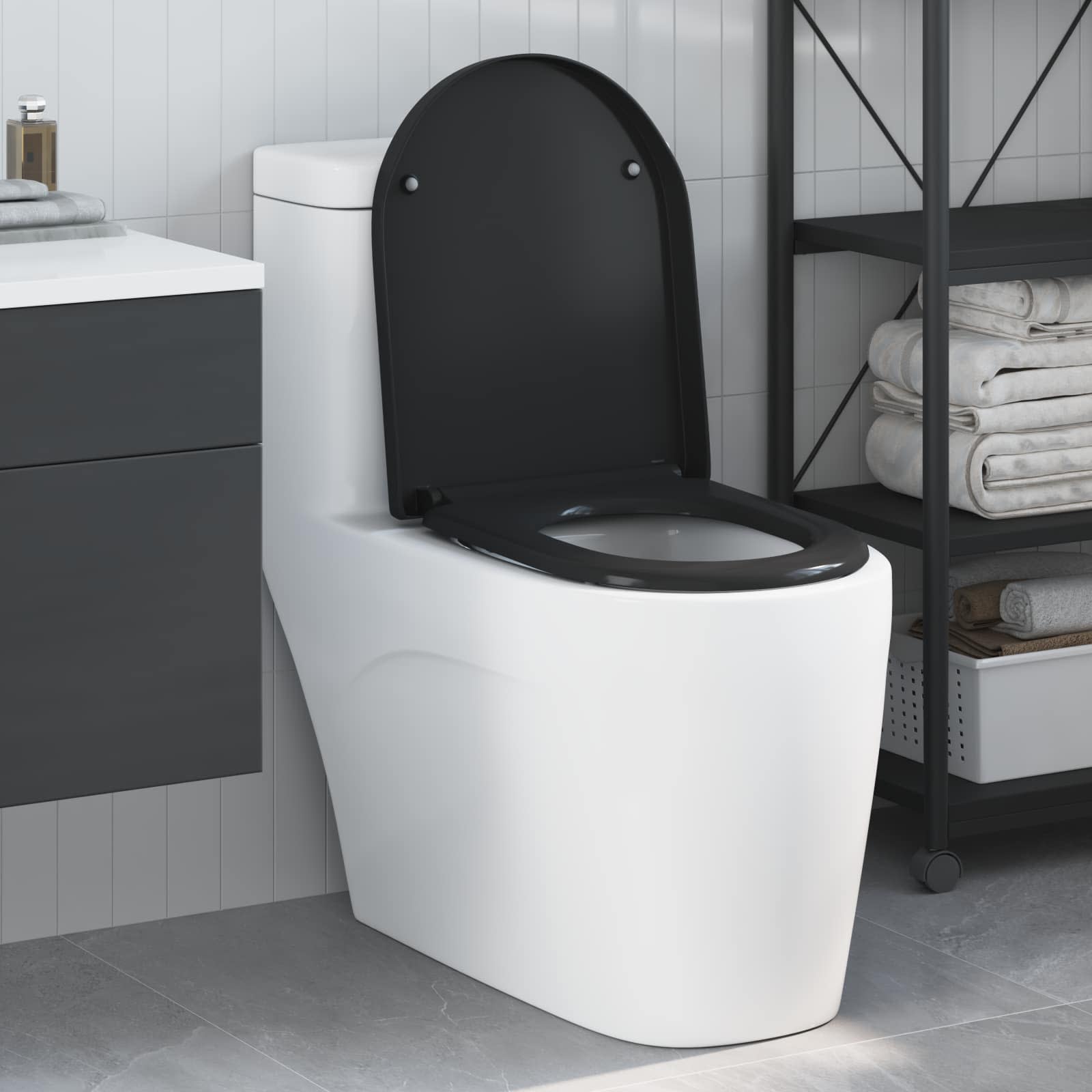 Sedile WC Vidaxl nero 49 x 36 x 4 cm duroplastica