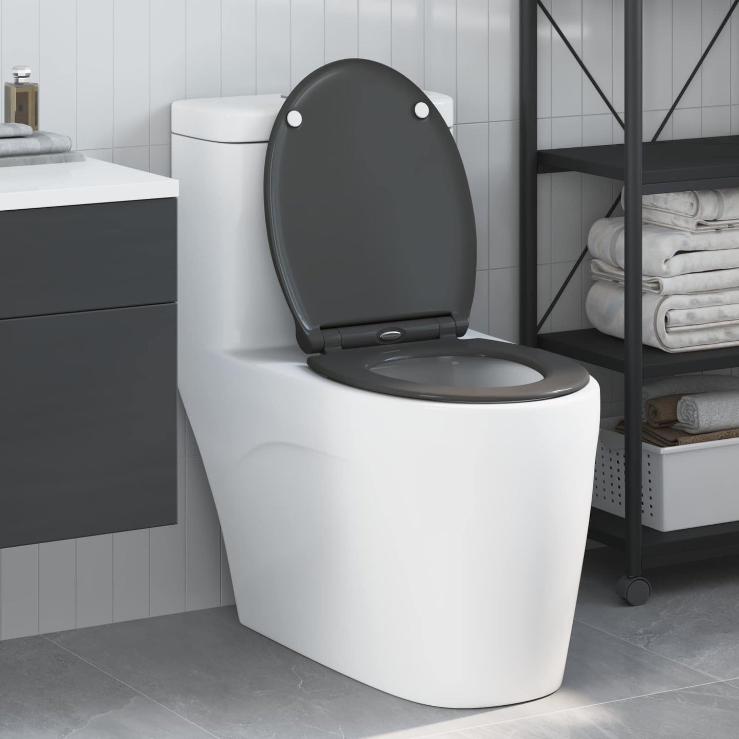 Sedile WC Vidaxl antracite 47 x 37,5 x 3,8 cm duroplastica
