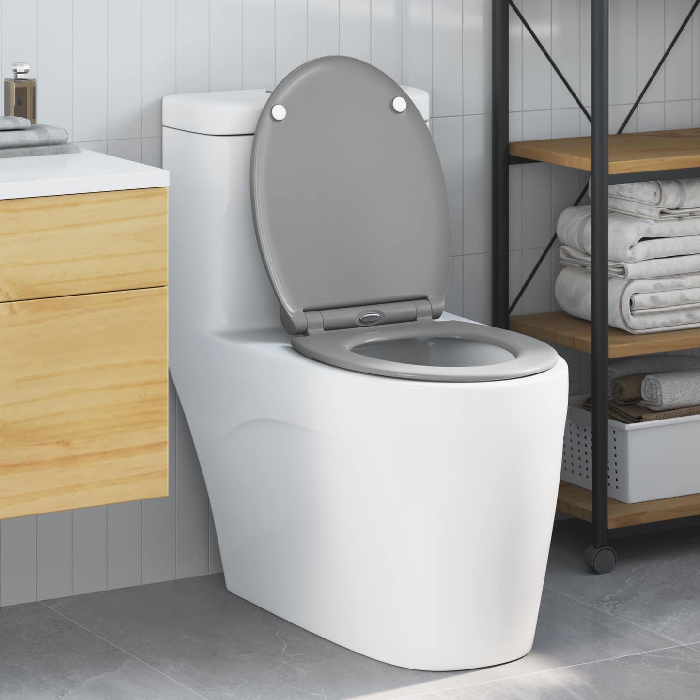 Sedile WC Vidaxx grigio 47 x 37,5 x 3,8 cm in duroplast