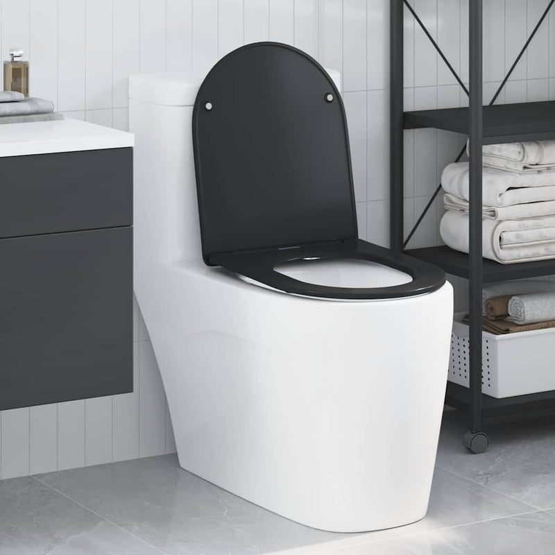 Sedile WC Vidaxx nero 47 x 36 x 3,4 cm duroplastica