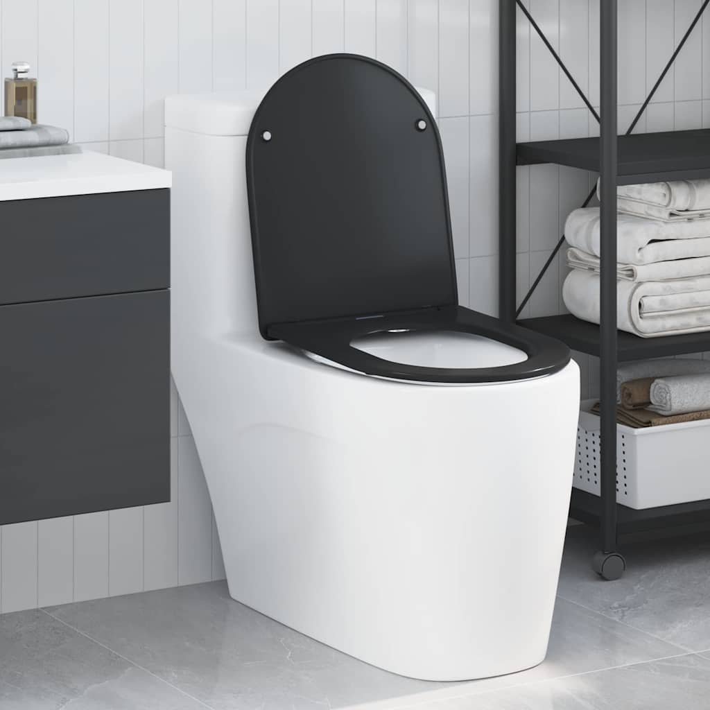 Sedile WC Vidaxx nero 47 x 36 x 3,4 cm duroplastica