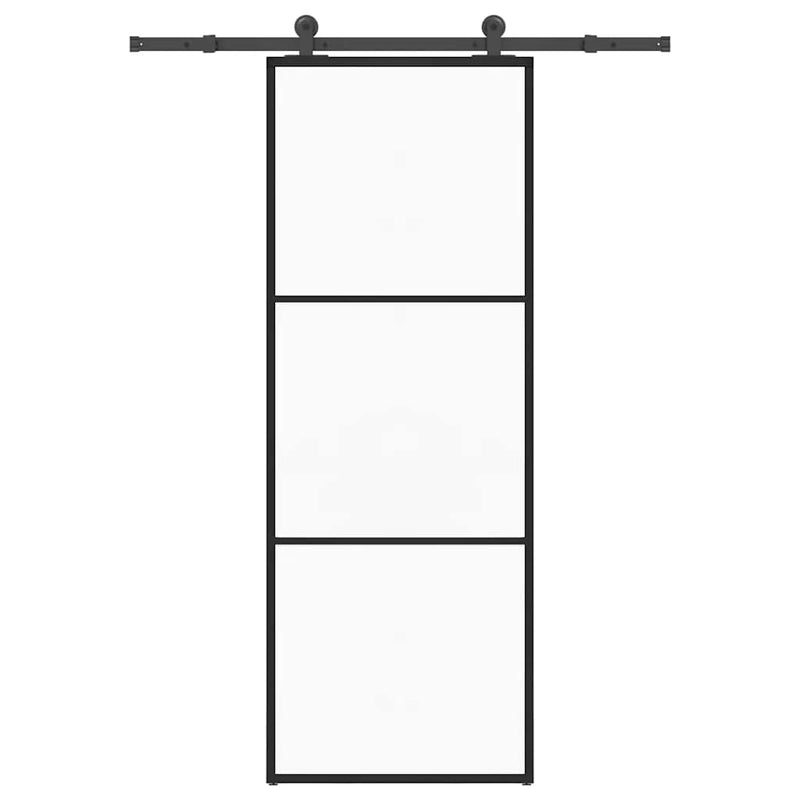 Vidaxl schuifdeur met beslag 76x205 cm esg-glas en aluminium
