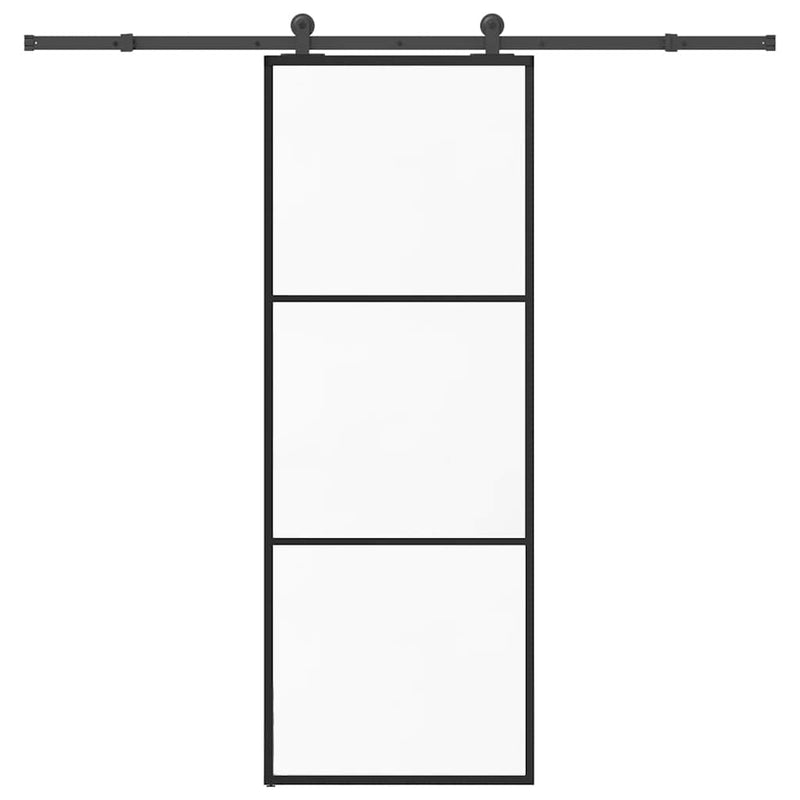 Vidaxl schuifdeur met beslag 76x205 cm esg-glas en aluminium