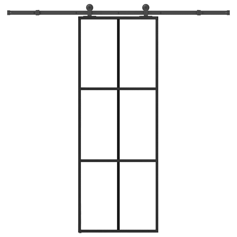 Vidaxl schuifdeur met beslag 76x205 cm esg-glas en aluminium
