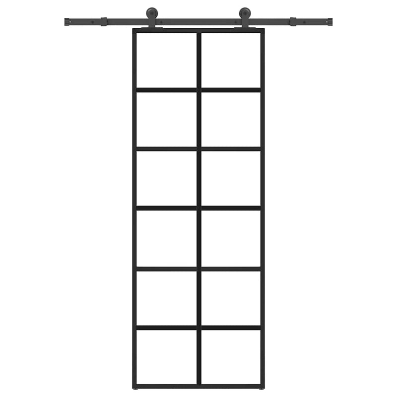 Vidaxl schuifdeur met beslag 76x205 cm esg-glas en aluminium