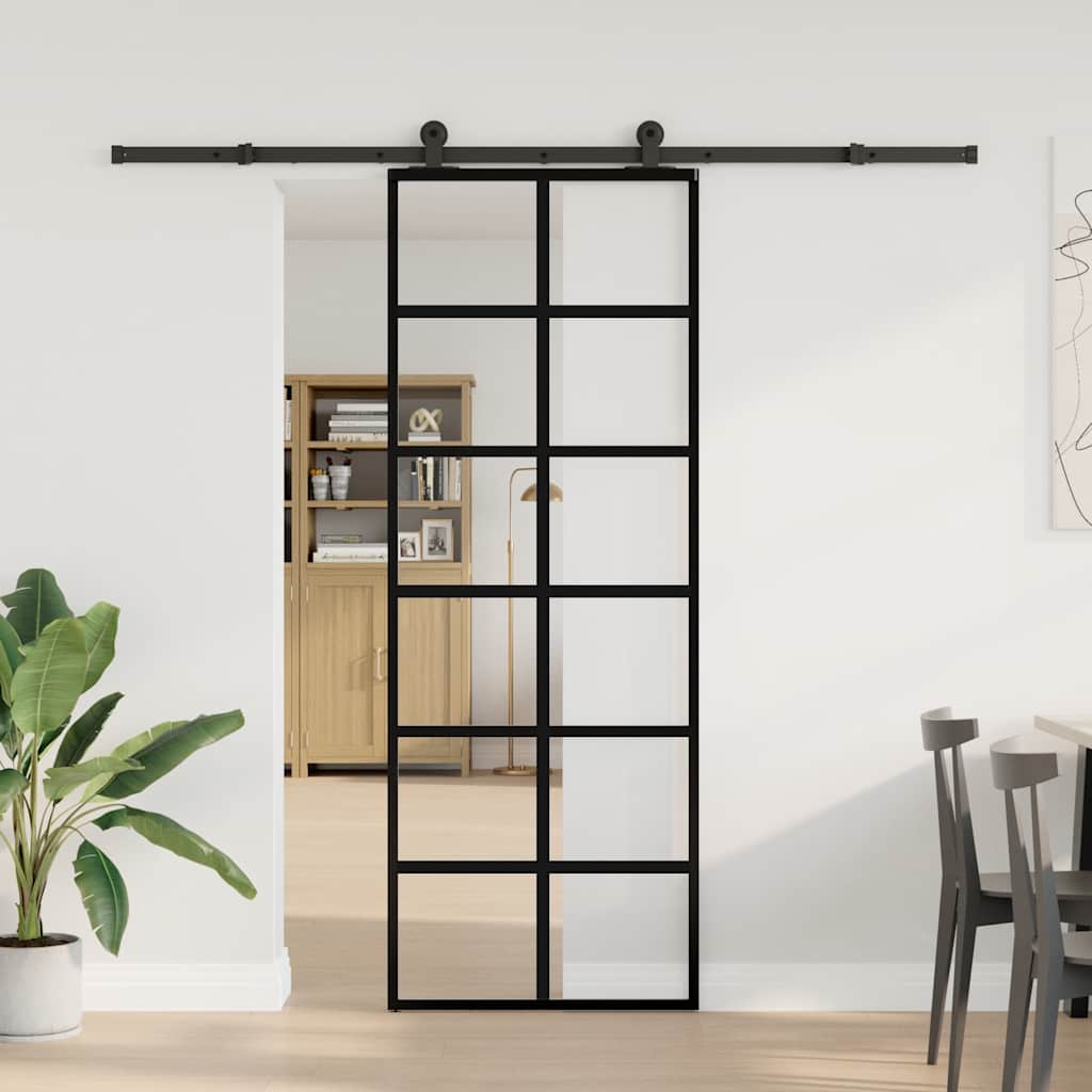 Porta scorrevole Vidaxx con ferramenta 76x205 cm vetro ESG e alluminio