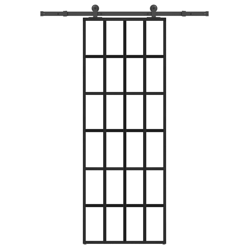 Vidaxl schuifdeur met beslag 76x205 cm esg-glas en aluminium
