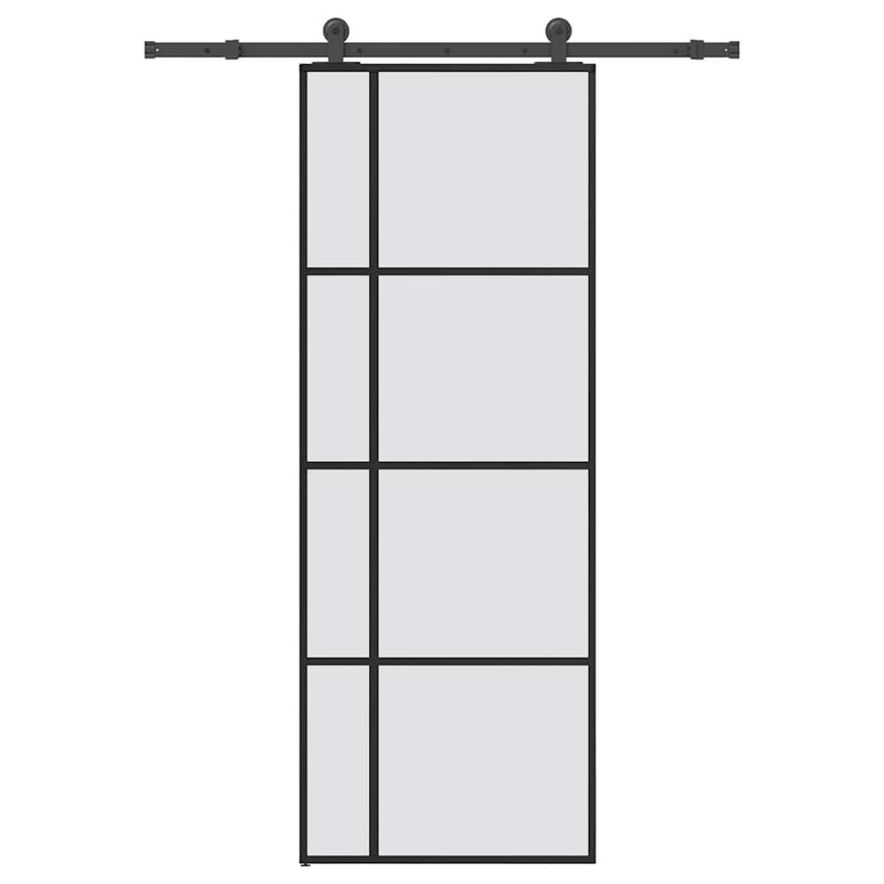 Vidaxl schuifdeur met beslag 76x205 cm esg-glas en aluminium