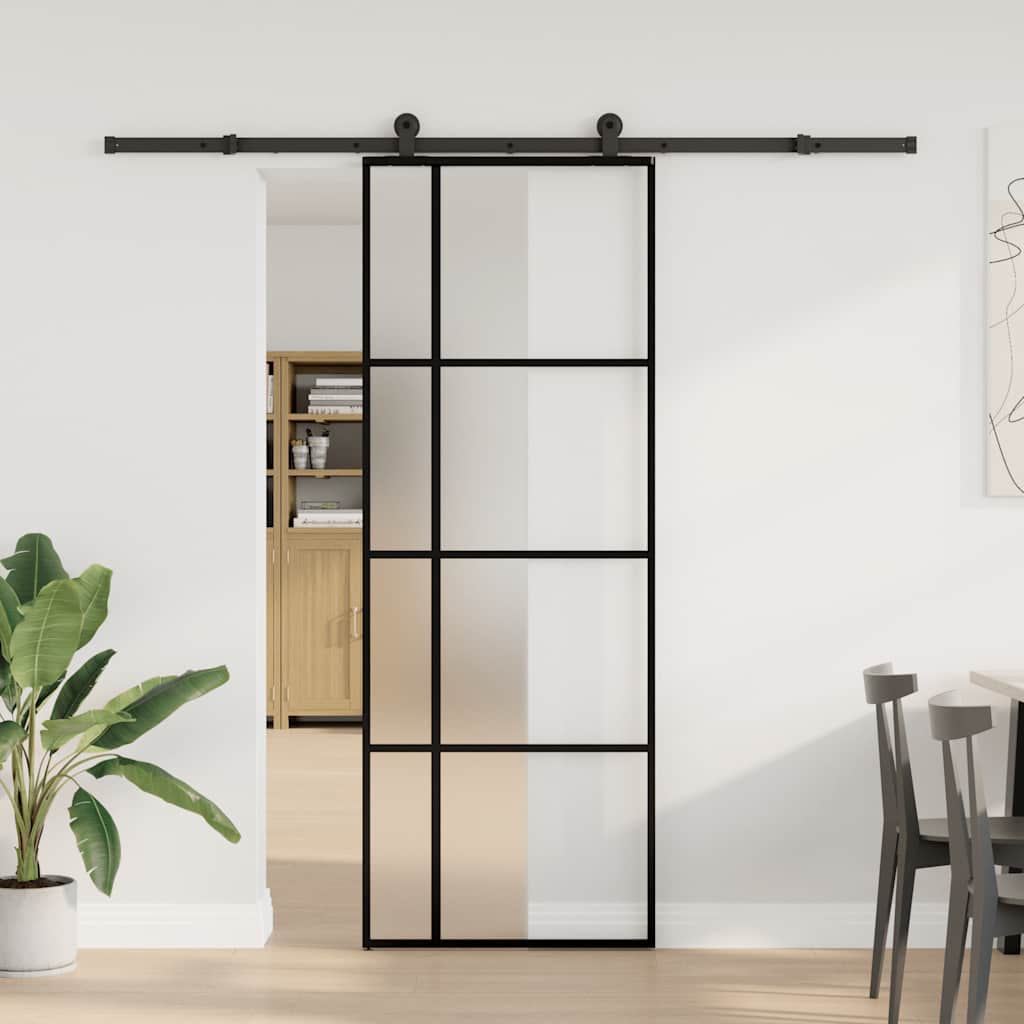 Porta scorrevole Vidaxx con ferramenta 76x205 cm vetro ESG e alluminio