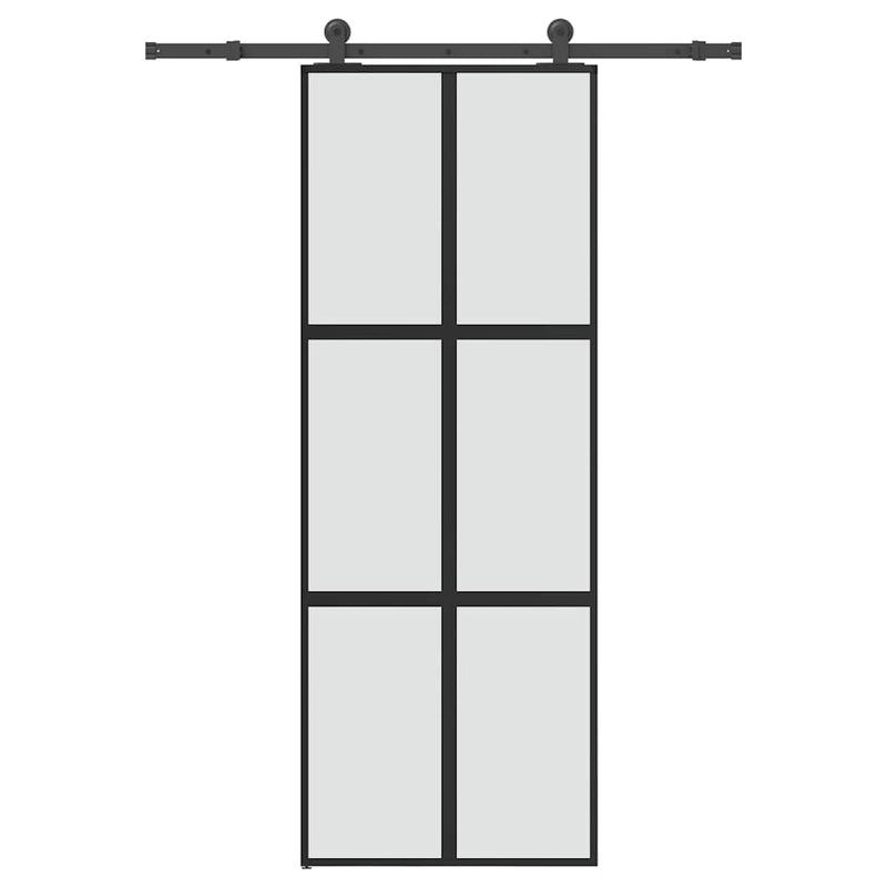 Puerta corredera VidaXL con herrajes 76x205 cm vidrio templado y aluminio
