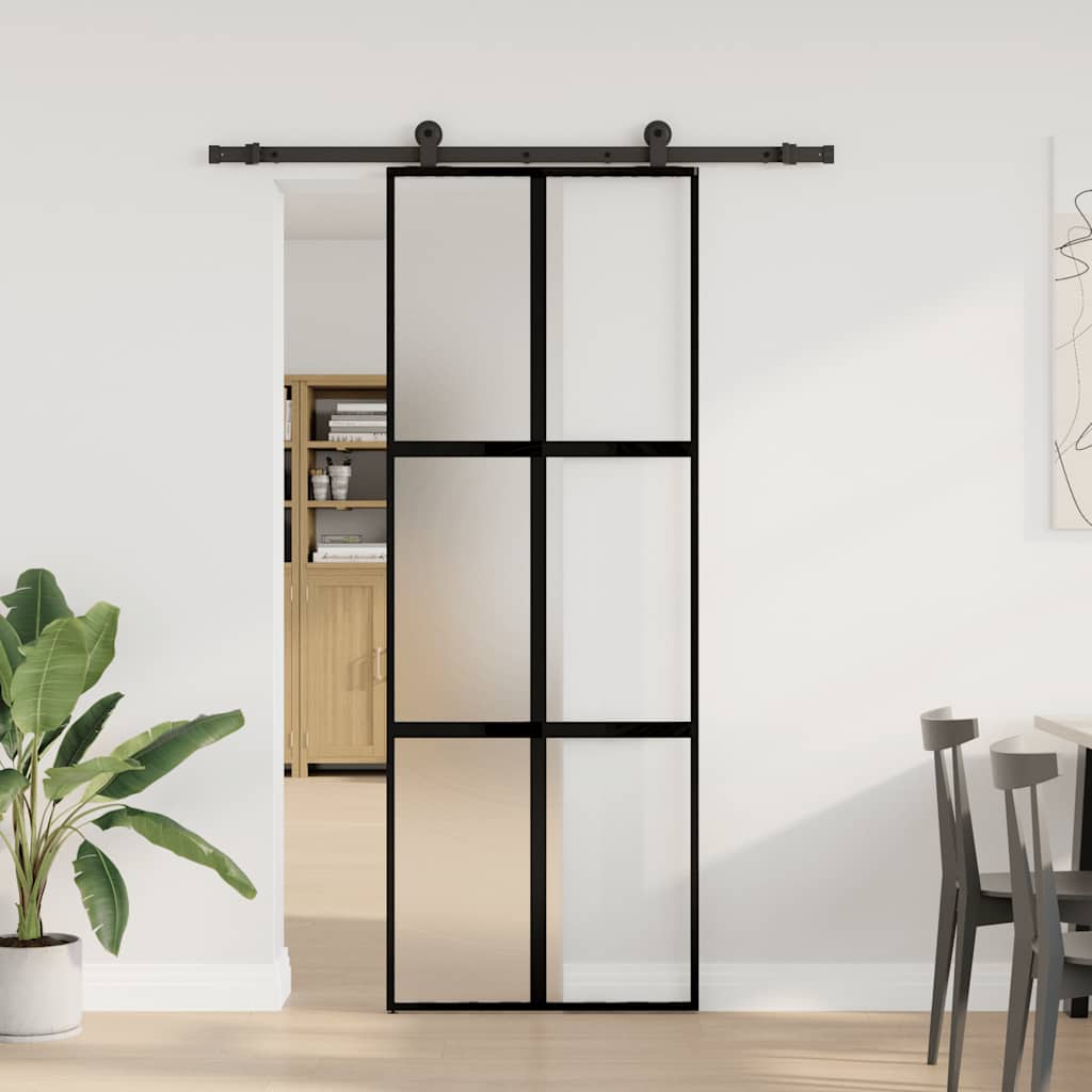 Porta scorrevole VidaXL con ferramenta 76x205 cm vetro temperato e alluminio