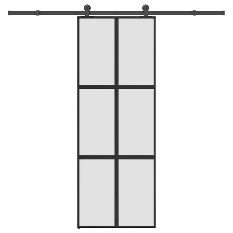 Puerta corredera VidaXL con herrajes 76x205 cm vidrio templado y aluminio