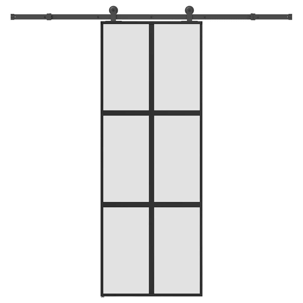Puerta corredera VidaXL con herrajes 76x205 cm vidrio templado y aluminio