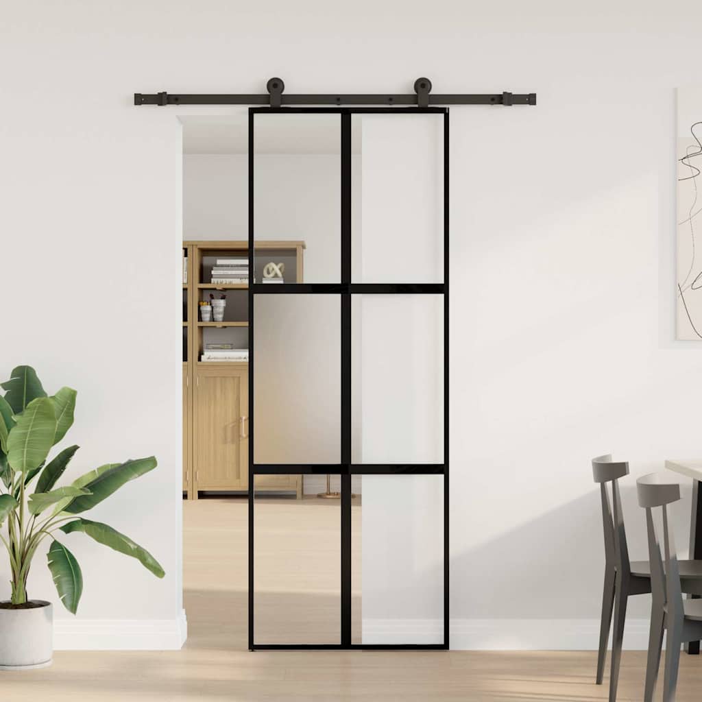 Porta scorrevole VidaXL con ferramenta 76x205 cm vetro temperato e alluminio