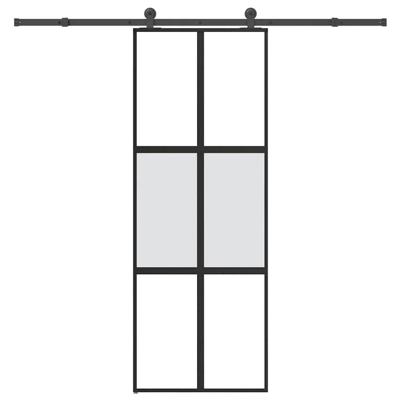 Puerta corredera VidaXL con herrajes 76x205 cm vidrio templado y aluminio